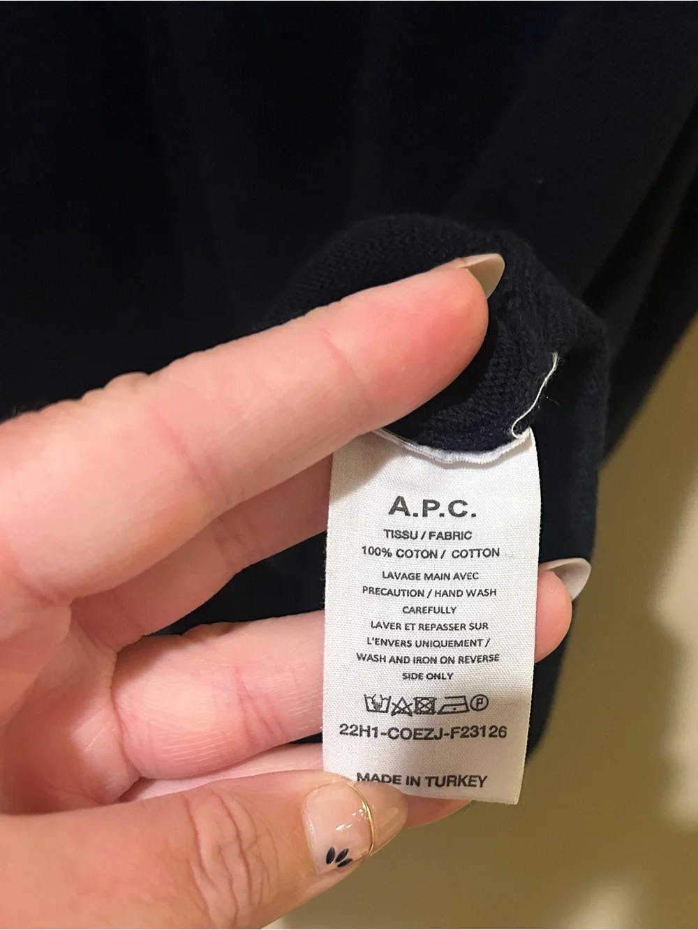 A.P.C. Navy Cotton Knit Polo Sweater Top With Pocket & Collar Detail Size M